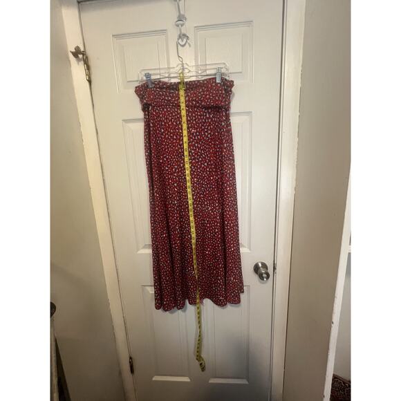 LuLaRoe Maxi Dress M Red Geometric Print Boho Strech Comfy - Picture 5 of 7